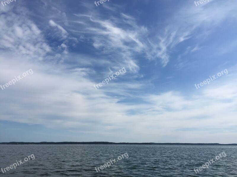 Sky Blue Clouds Sea Sweden