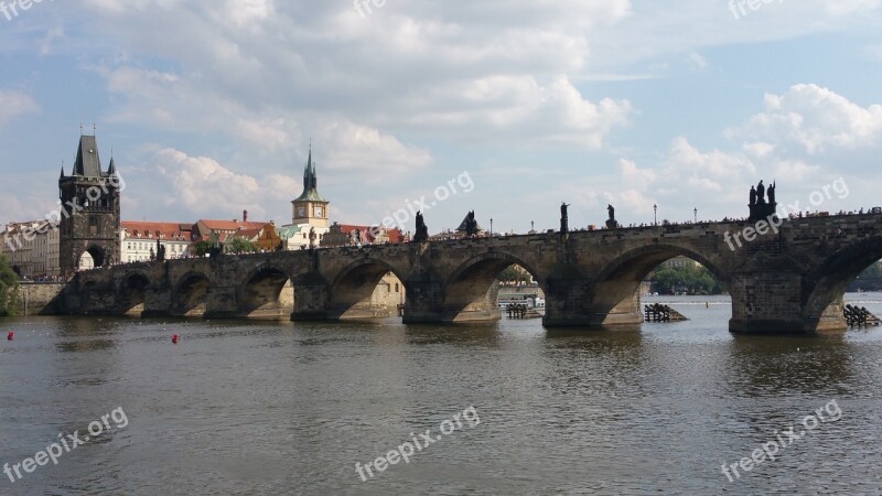 Prague Bridge Landmark Charles Bridge Historic