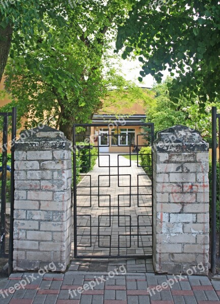 Gate Bricks Entrance Metal Outdoor