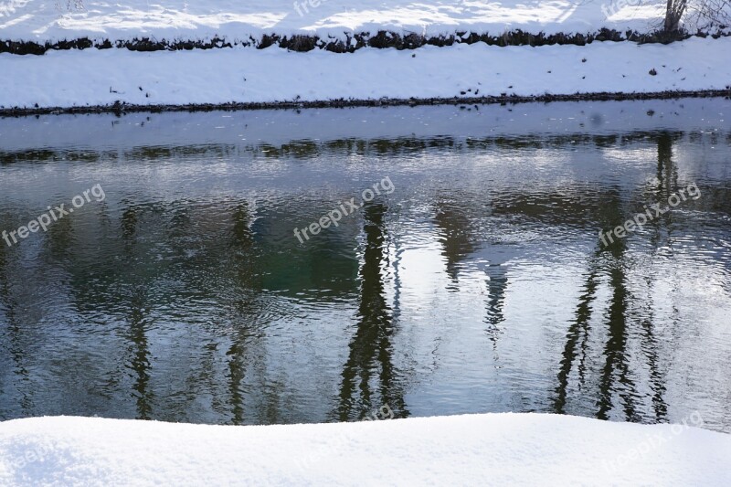 Snow Winter Danube River Ater