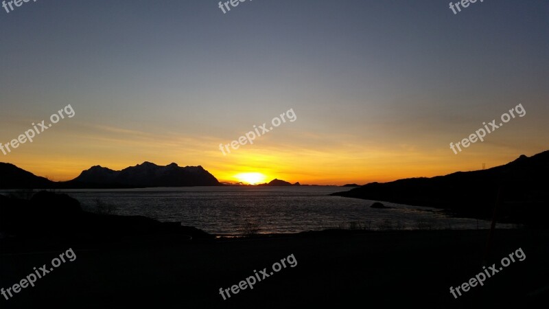 Lofoten Skrovafjellet Sea Blue Light Horizon