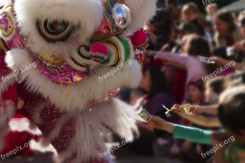 Chinese New Year Dragon Money Children Street Performance