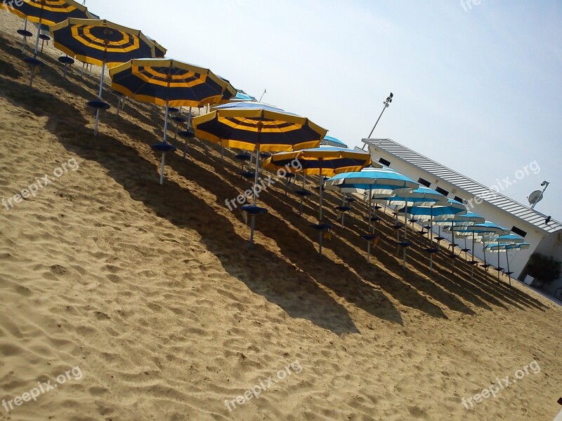 Parasols Beach Tilted Rotated Askew