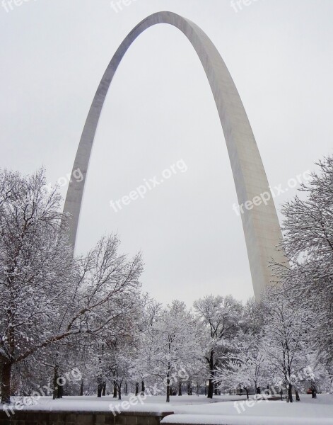 Gateway Arch Saint Louis Snow Winter Cold