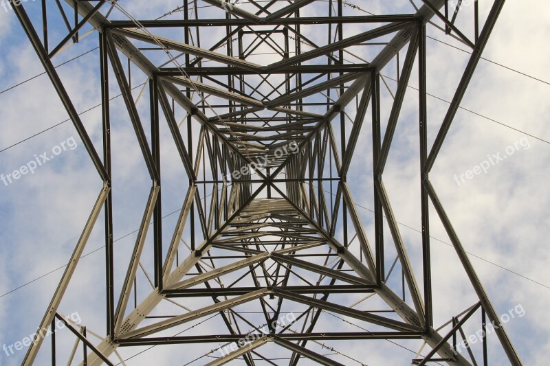 Electricity Pylon Sky Clouds Free Photos