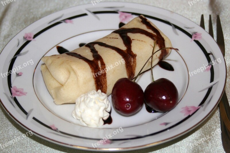 Food Cherry Individual Serving Blintzes Chocolate