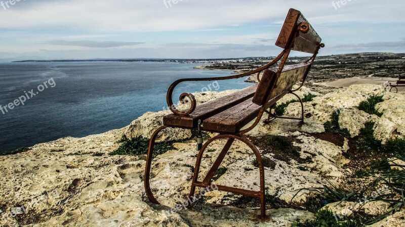 Cyprus Cavo Greko View Point Bench Romantic