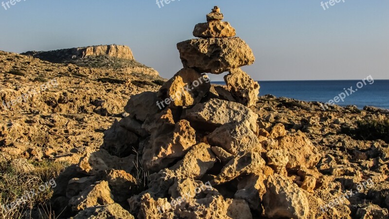 Cyprus Cavo Greko Landscape Footpath Sign Free Photos