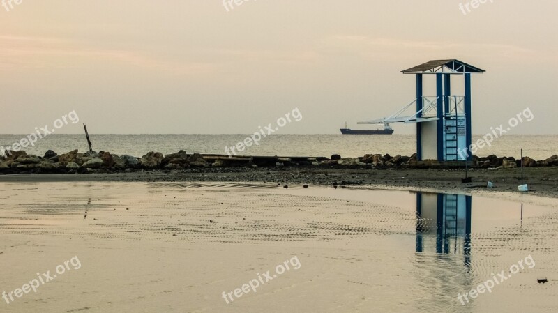 Cyprus Larnaca Reflection Watchtower Sunrising