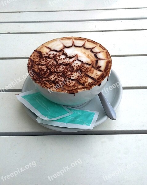 Cappuccino Coffee Cup Of Cafe Café Decorated Free Photos