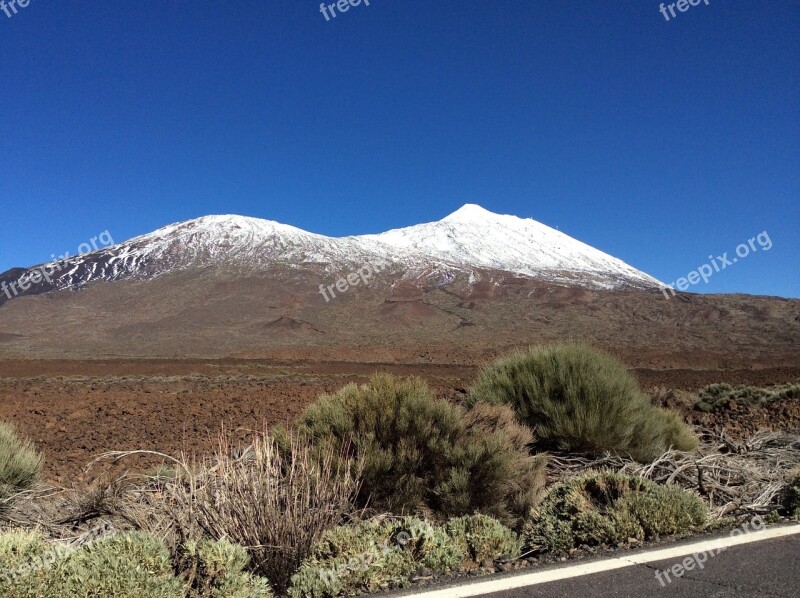 Volcano Tenerife Snow Spain Mountain