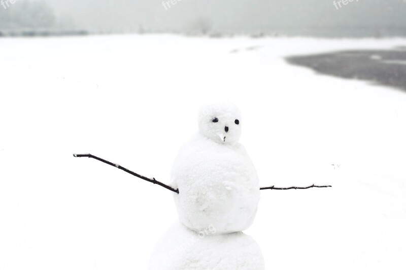 Snowman Snow Winter Wintry White