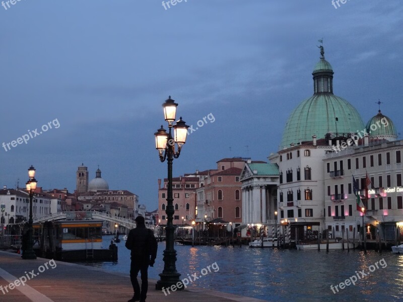 Venice Evening View Man Free Photos