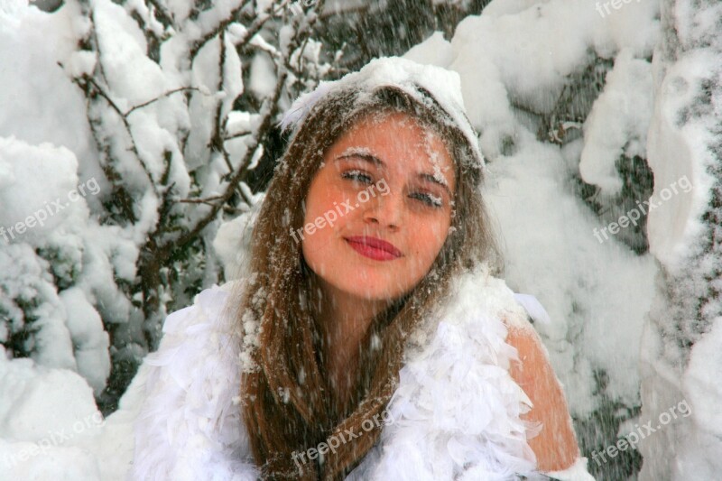 Girl Snow Winter Princess Blue Eyes