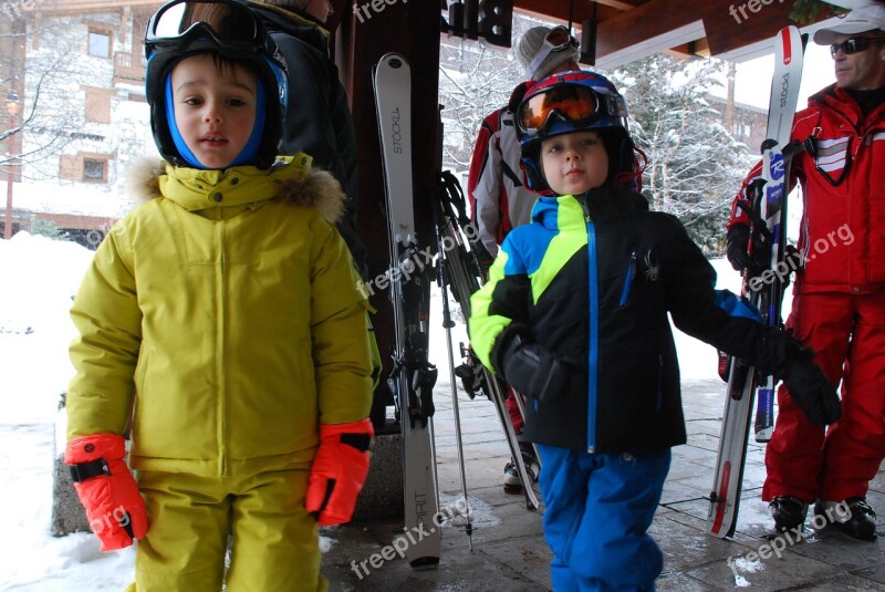 Children Ski Alps Valdesere Vacation