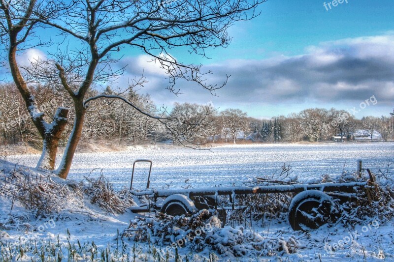 Friedrichsfeld Snow Winter Landscape Wintry