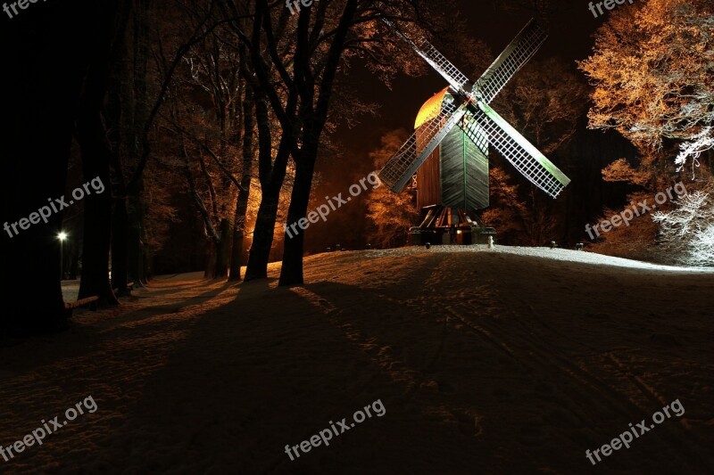 Winter Mill Mood Cold Windmill