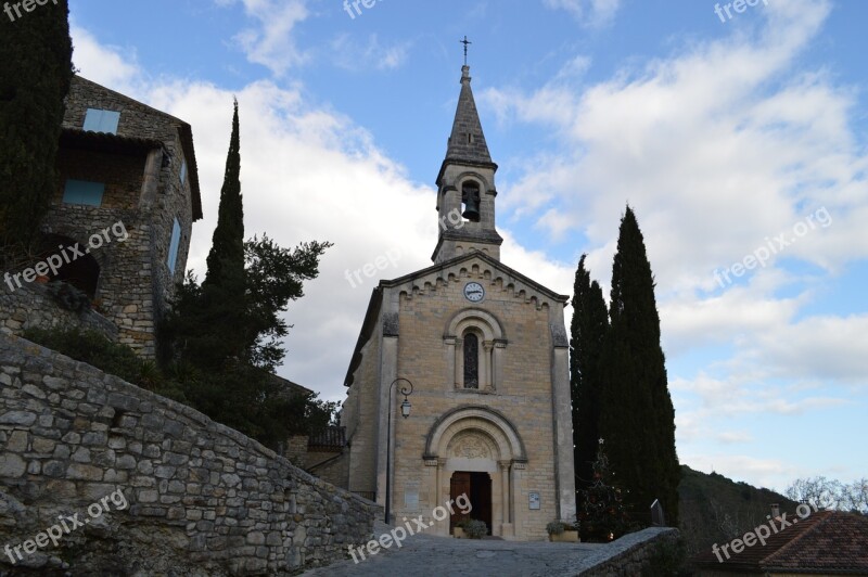 Church France Village Old Village Mountain Village