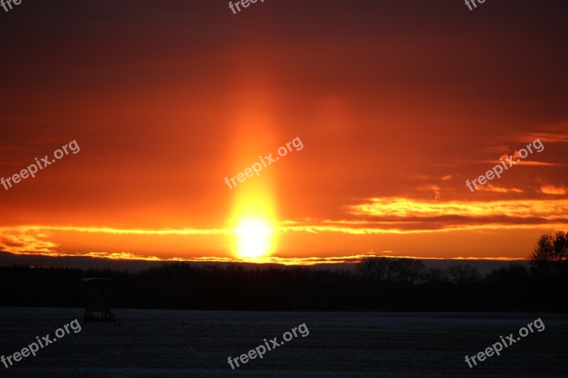 Sunpillar Weather Phenomenon Wintry Sunbeam Winter