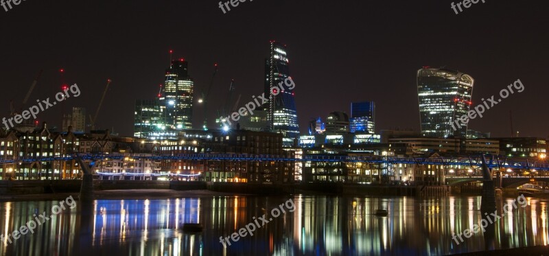 Thames Night London City Architecture