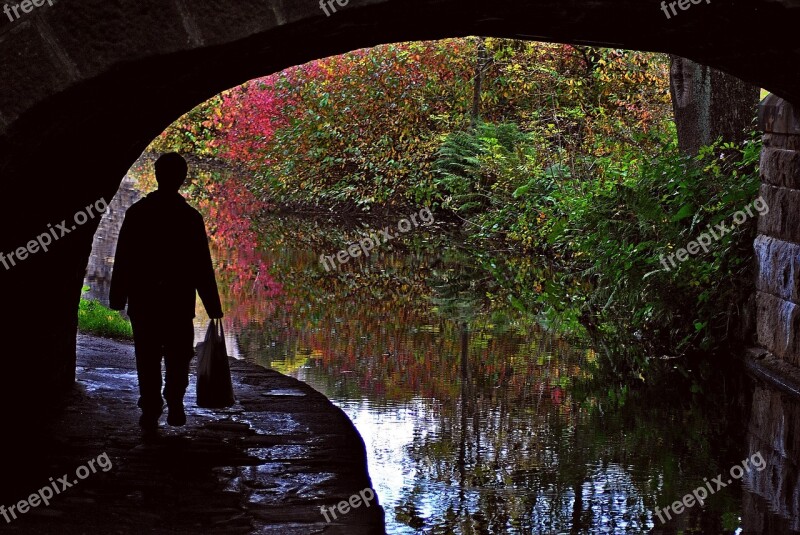 Canal Path Person Water Landscape