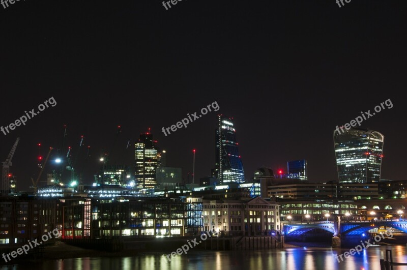 Thames Night London City Architecture