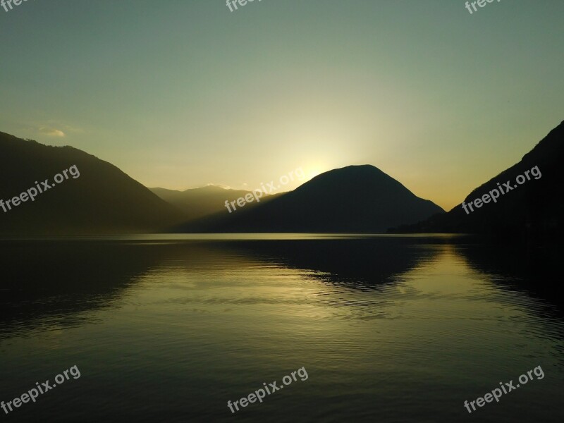 Sunset Lake Water Lombardy Sky Water