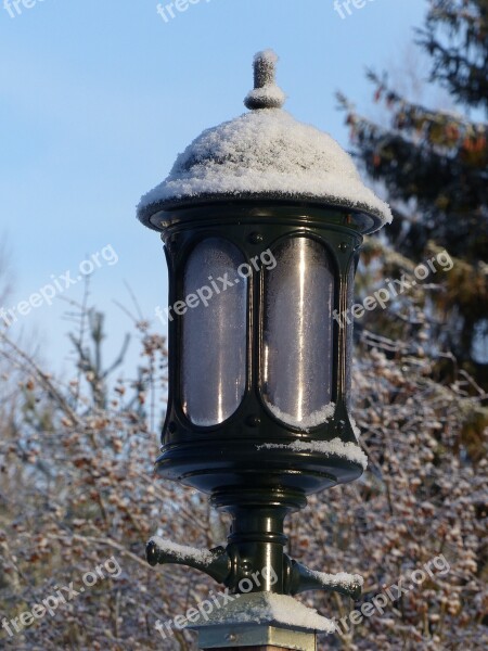 Lamp Outdoor Winter Frost Sky