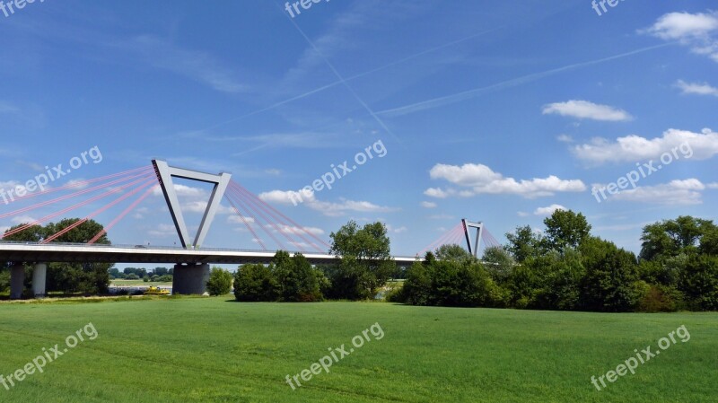 Rheinbrücke Hiking Landscape Green Building