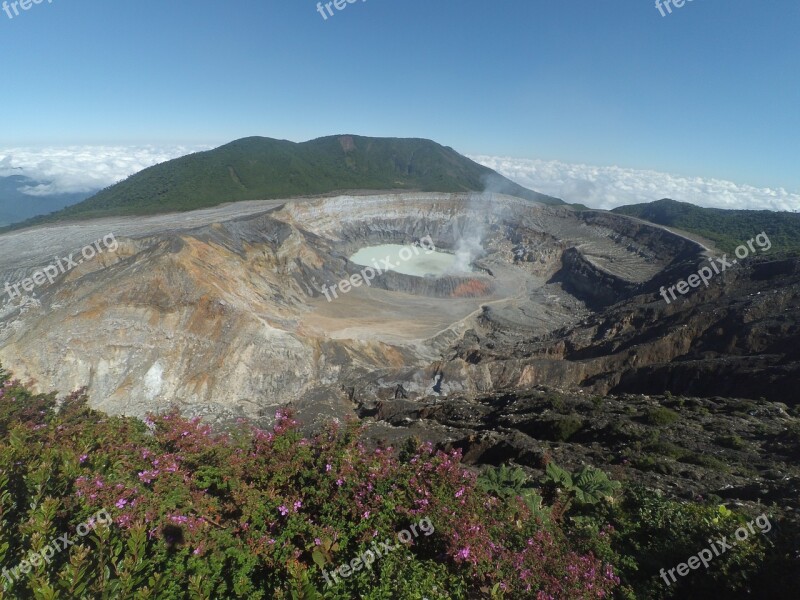 Poas Volcano Volcano Costa Rica Travel Free Photos