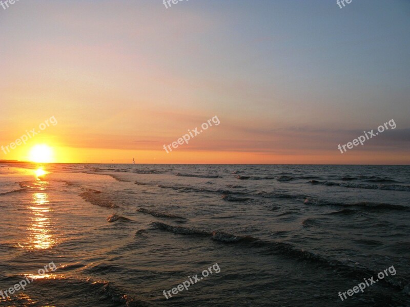 Normandy Beach Sea Sunset Free Photos