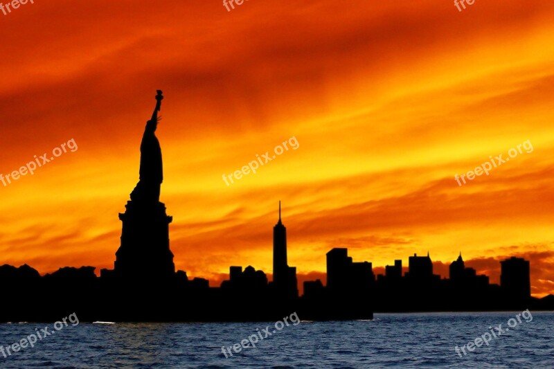 Statue Of Liberty Silhouette Skyline Statue Liberty