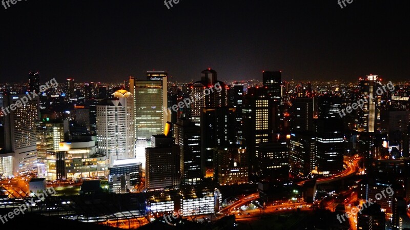 Night View Osaka Japan Sky Building The Night View Of Osaka