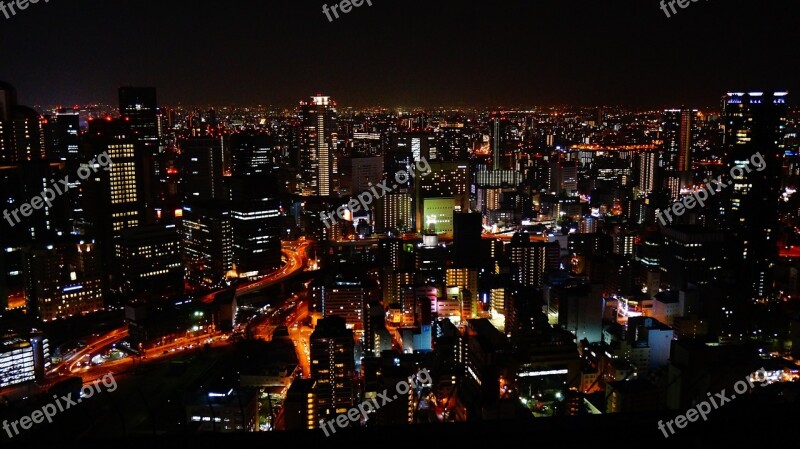 Night View Osaka Japan Sky Building The Night View Of Osaka