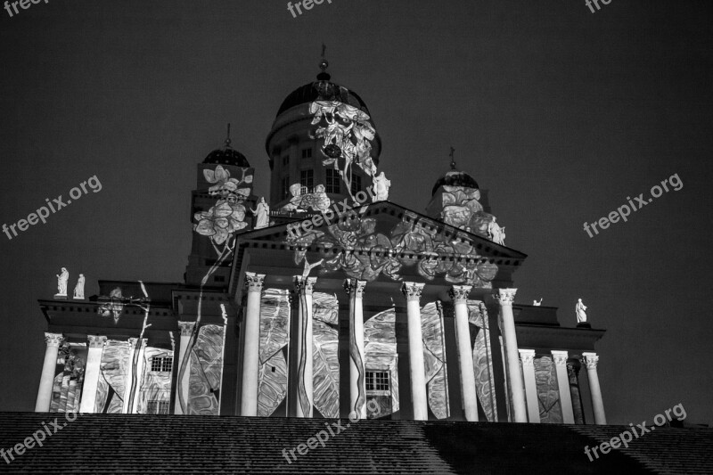 Helsinki Cathedral Lux Helsinki Light Show Snow Turism