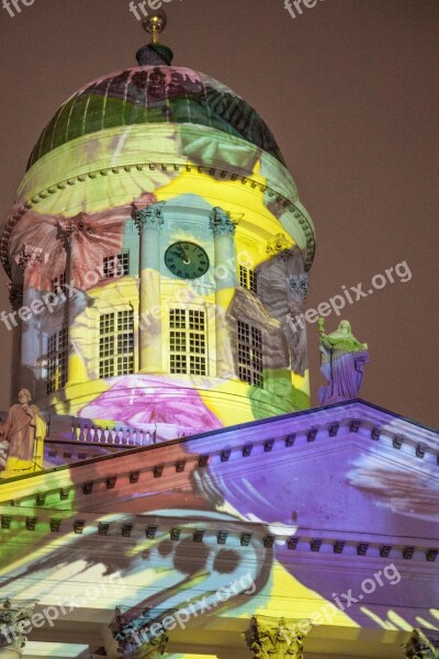 Helsinki Cathedral Lux Helsinki Light Show Snow Turism