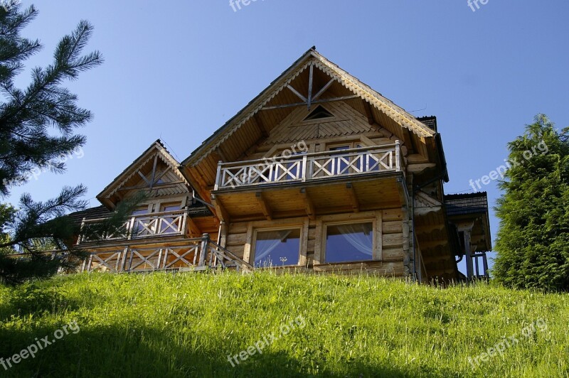 House Cottage Wooden House Mountains Island Beskids