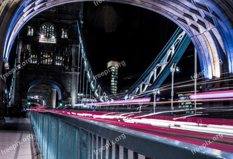 Tower Bridge Light Trails London City Night