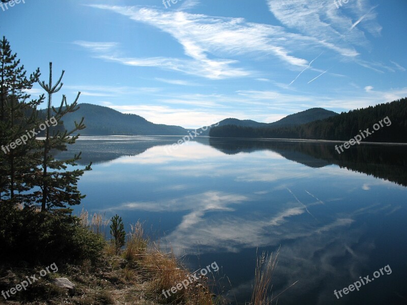 View Sky Water Mountains Dam