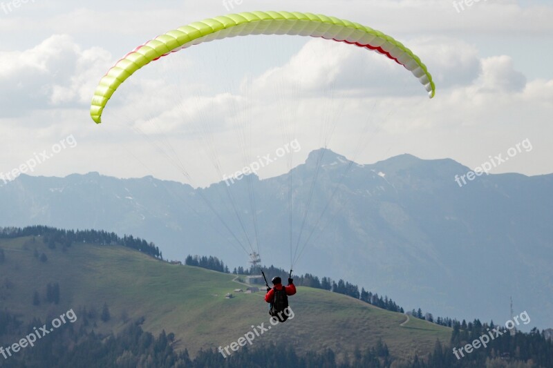 Paraglider Mountains Flying Paragliding Alpine