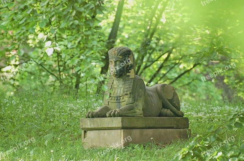 Sphinx Statue Green Stone Figure Sculpture