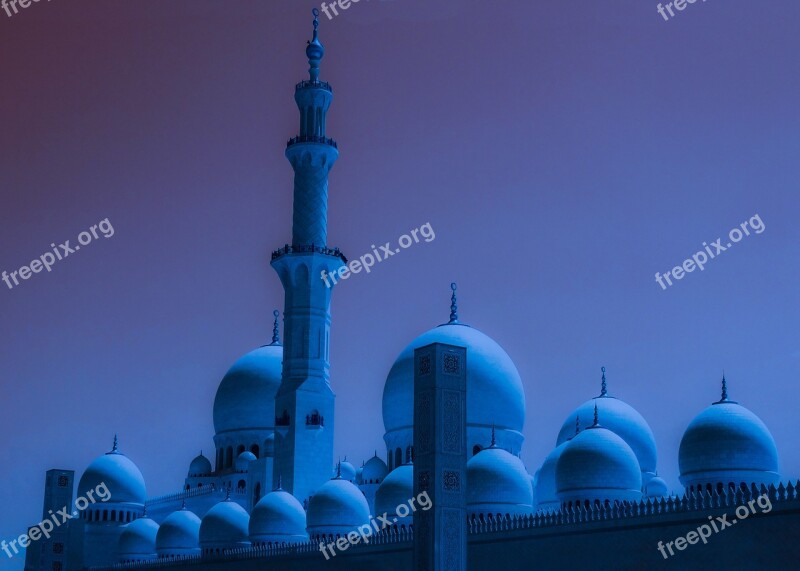 Dubai Mosque Blue Night Blue Mosque