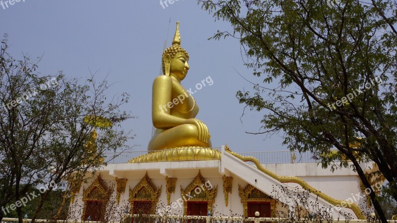 Wat Thep Nimitr Cliffs Sakon Nakhon Thailand Thailand Temple Measure