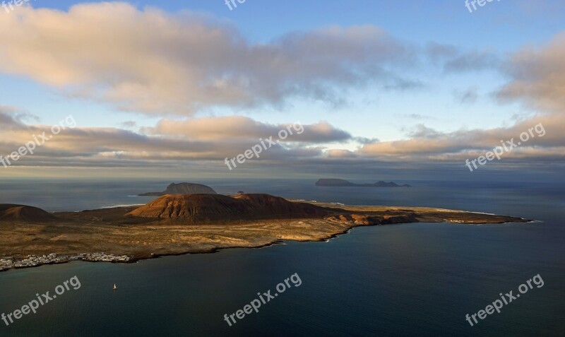 La Graciosa Island Canary Islands Mirador Del Rio Distant View