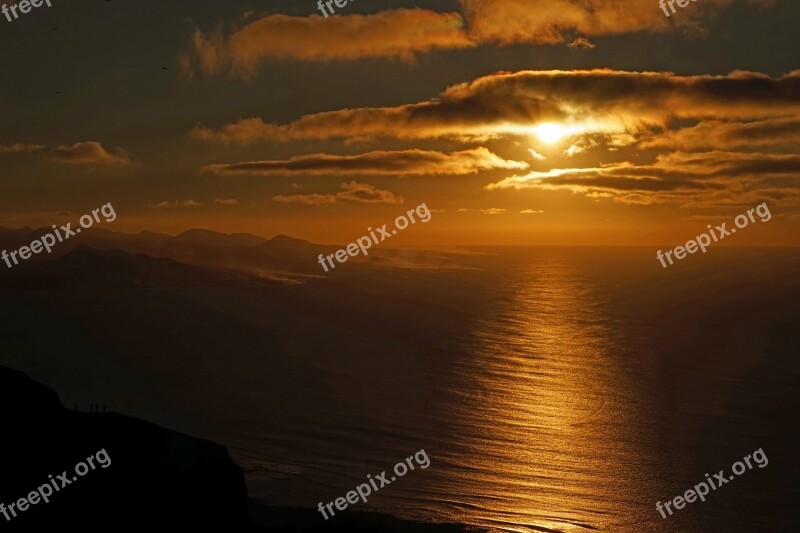 Sunset Lanzarote Mirador Del Rio Viewpoint Coast