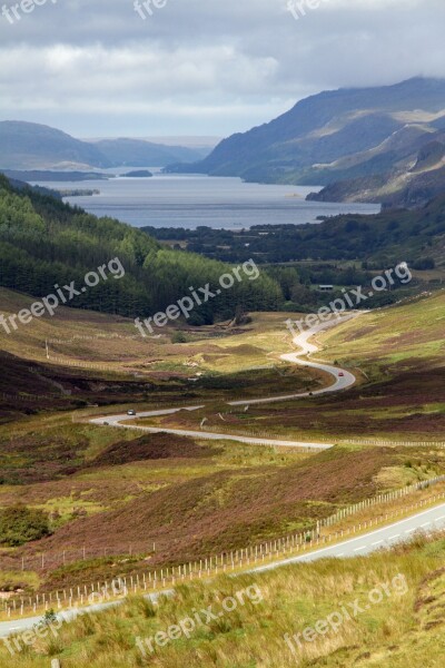 Road Rural Landscape Isle Of Sky Scotland