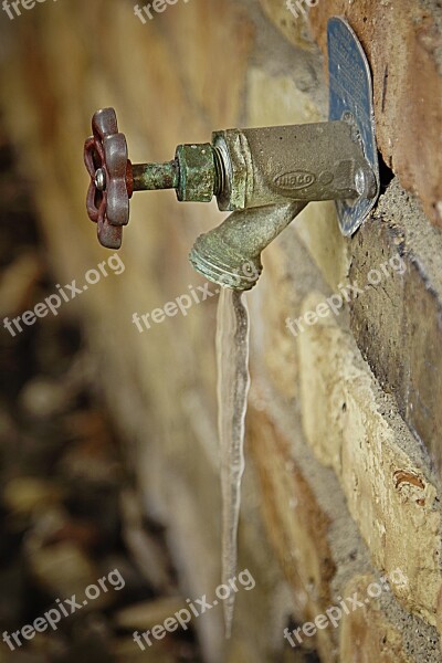 Frozen Ice Cold Winter Drip Faucet