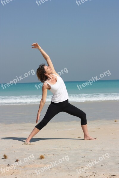 Yoga Beach Fitness Woman Sport