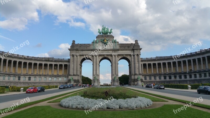 Triumphal Arch Cinquentenaire Park Architecture Gardens Belgium