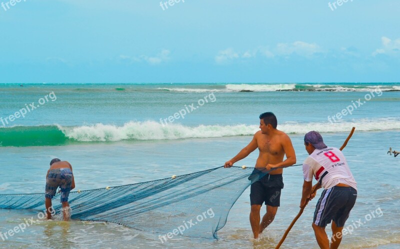 Fisherman Nature Mar Fishing Boat Blue Sky